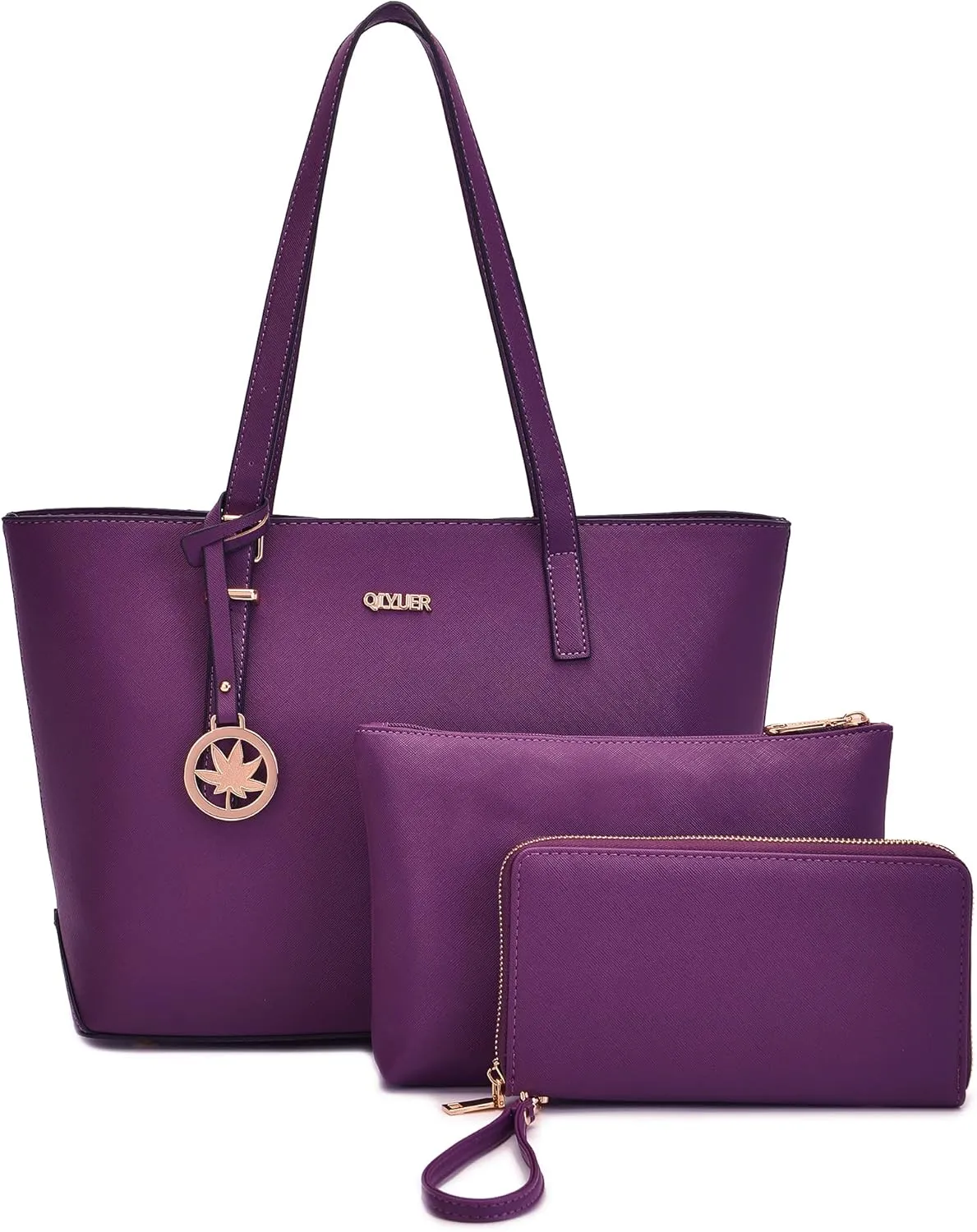Qiyuer Women Purses Handbags Wallet Sets Shoulder Bags Top Handle Satchel Tote Purse Work Bag Set With Matching Wallet 3pcs