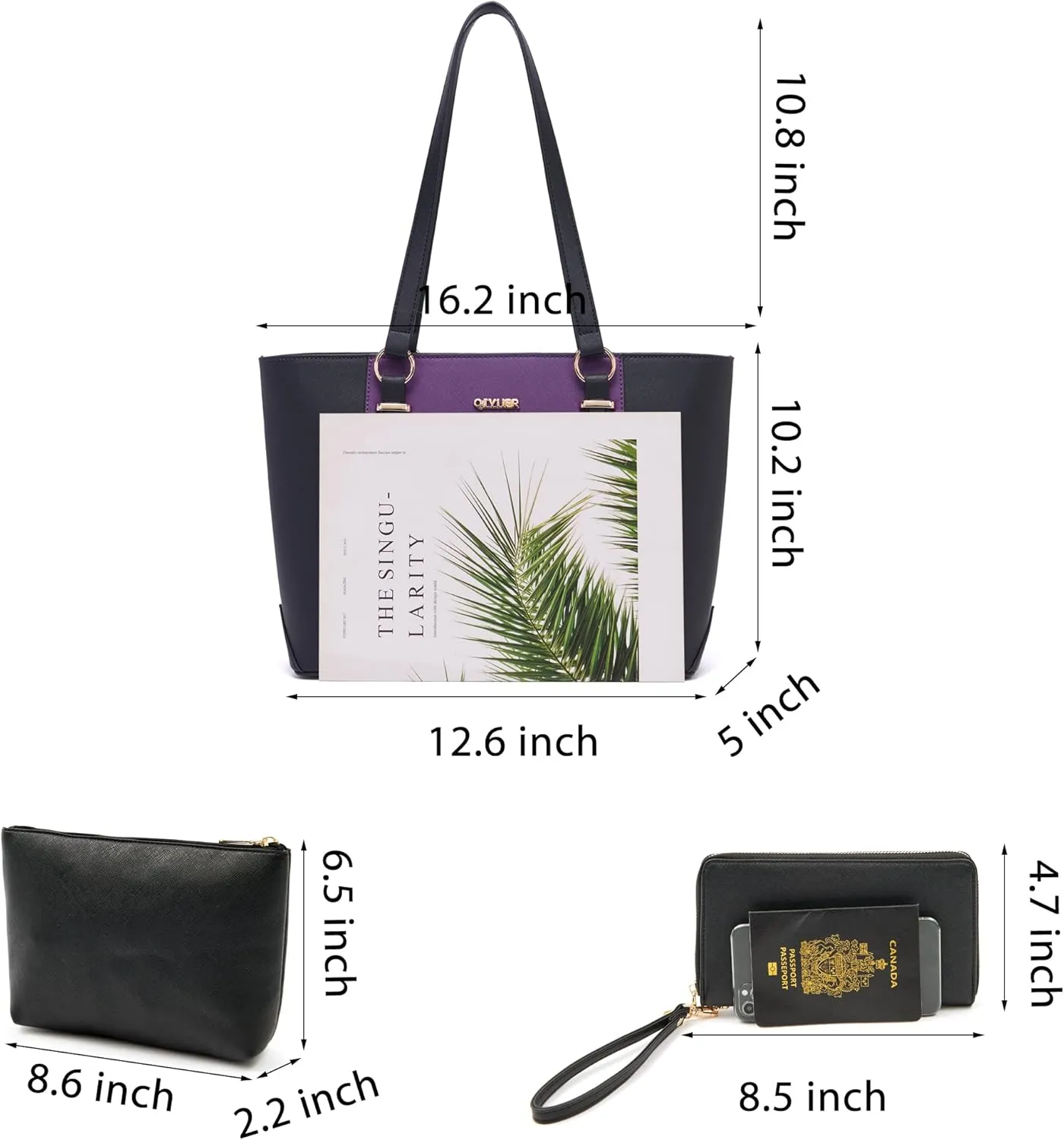 Qiyuer Women Purses Handbags Wallet Sets Shoulder Bags Top Handle Satchel Tote Purse Work Bag Set With Matching Wallet 3pcs