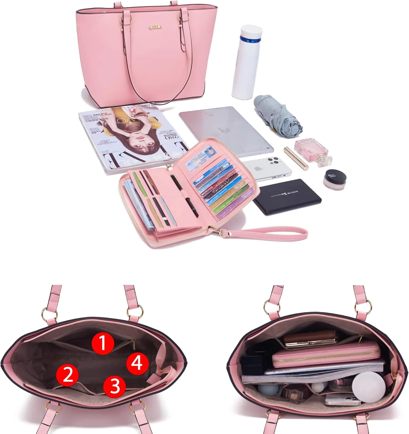 Qiyuer Women Purses Handbags Wallet Sets Shoulder Bags Top Handle Satchel Tote Purse Work Bag Set With Matching Wallet 3pcs