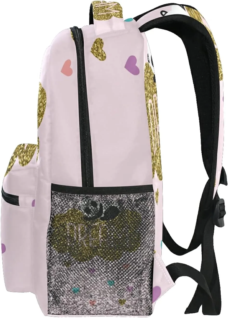 QUGRL Glitter Panda 16" School Bookbag Cool Elementary Schoolbag College Daypack Dream Pink Backpack Travel Sports