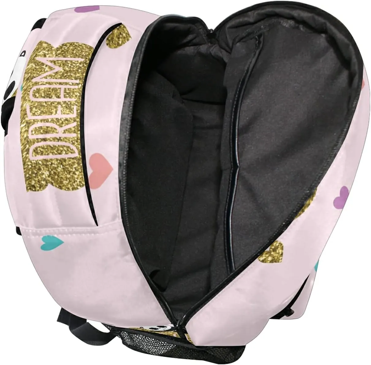 QUGRL Glitter Panda 16" School Bookbag Cool Elementary Schoolbag College Daypack Dream Pink Backpack Travel Sports