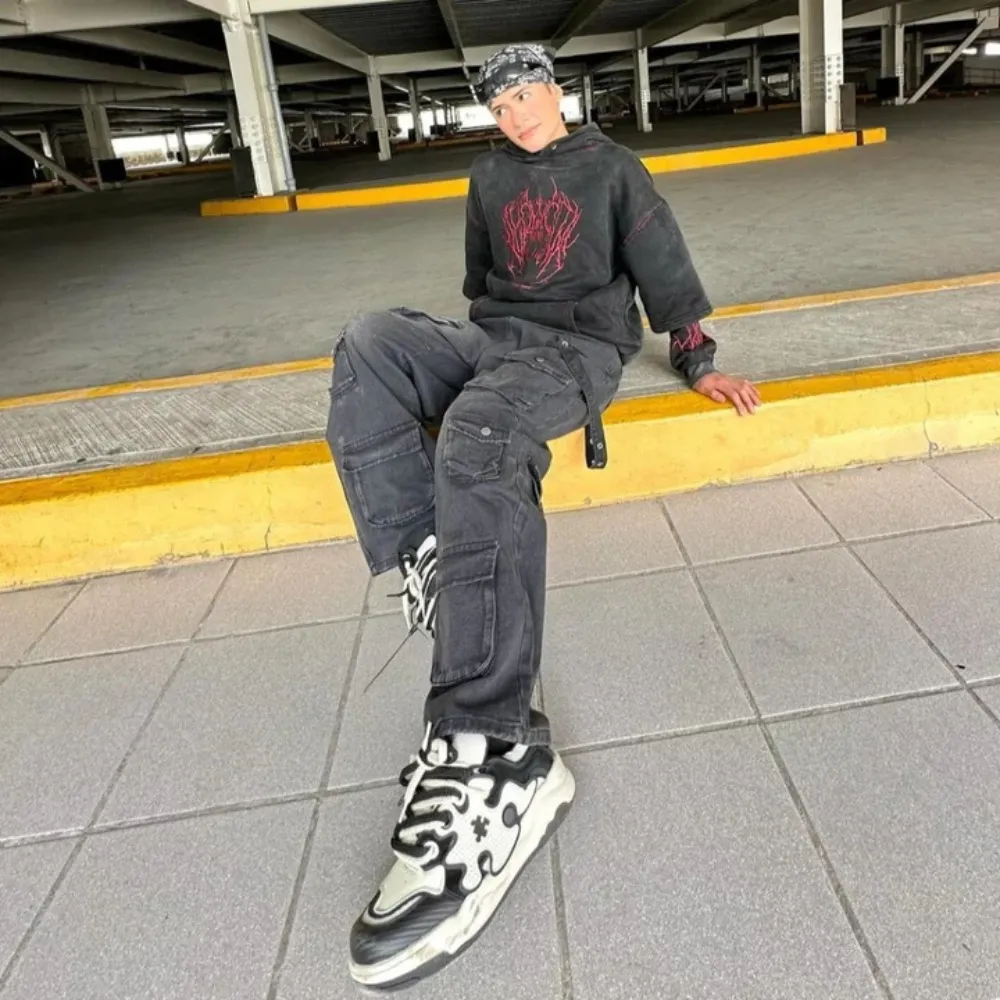 "Trendy Multi Pockets Baggy Cargo" Jeans