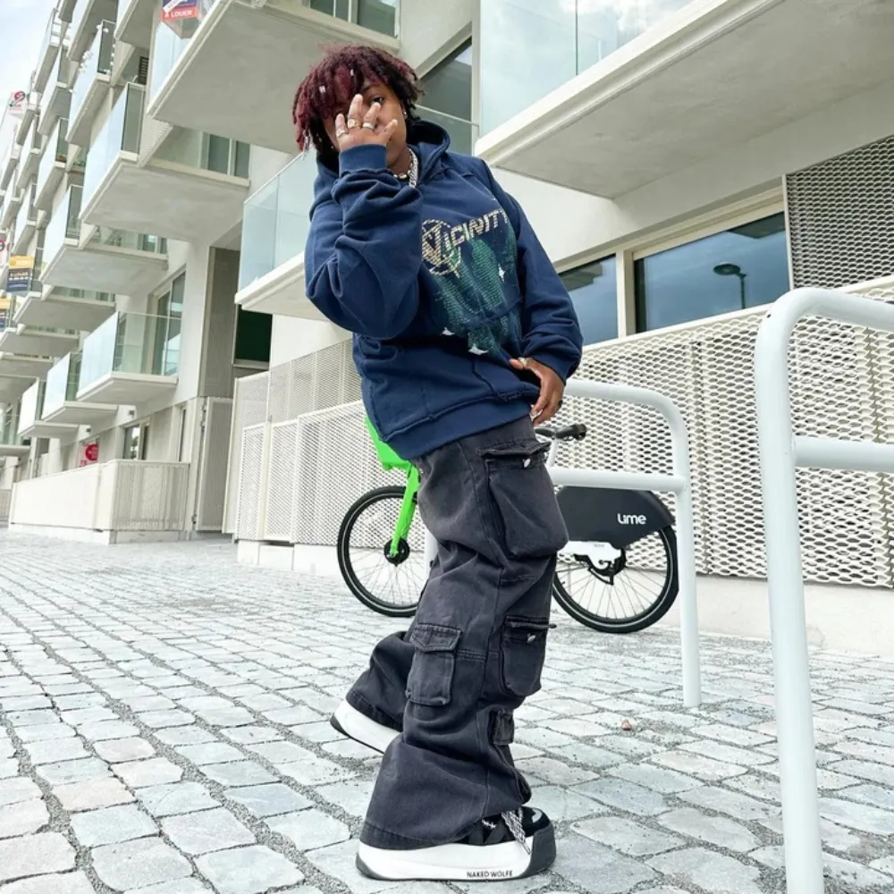 "Trendy Multi Pockets Baggy Cargo" Jeans