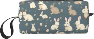 Rabbit background print Travel Cosmetic Bag Gifts for Women Portable Make Up Bags for Women Mother Sister