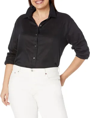 Rafaella Women's Easy Linen Long Sleeve Button-Down Shirt