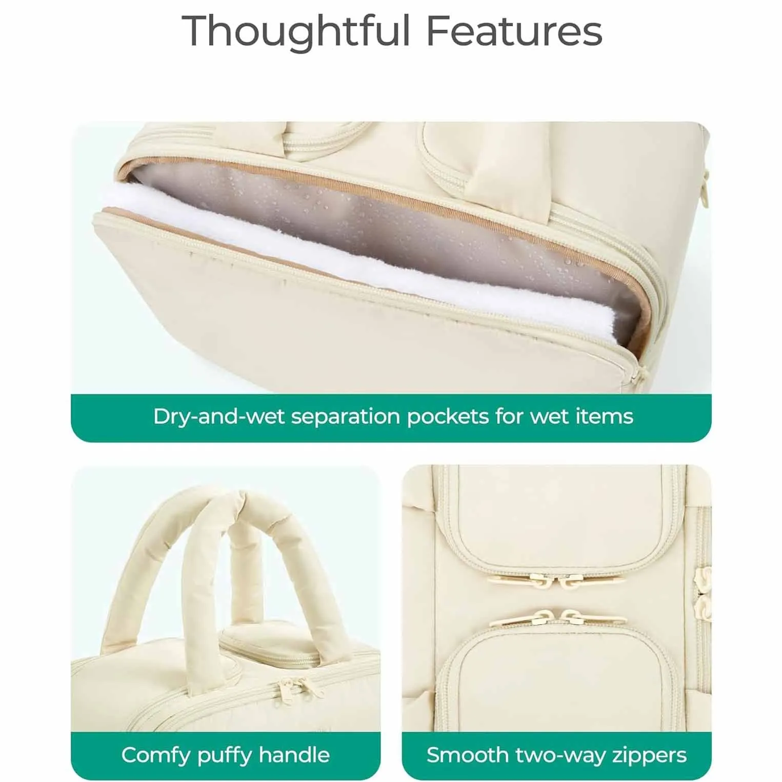 Rapid issue resolution Bag AI-powered Access Puffy Wide-Mouth Wet-Dry with Wash Black and Travel Pockets