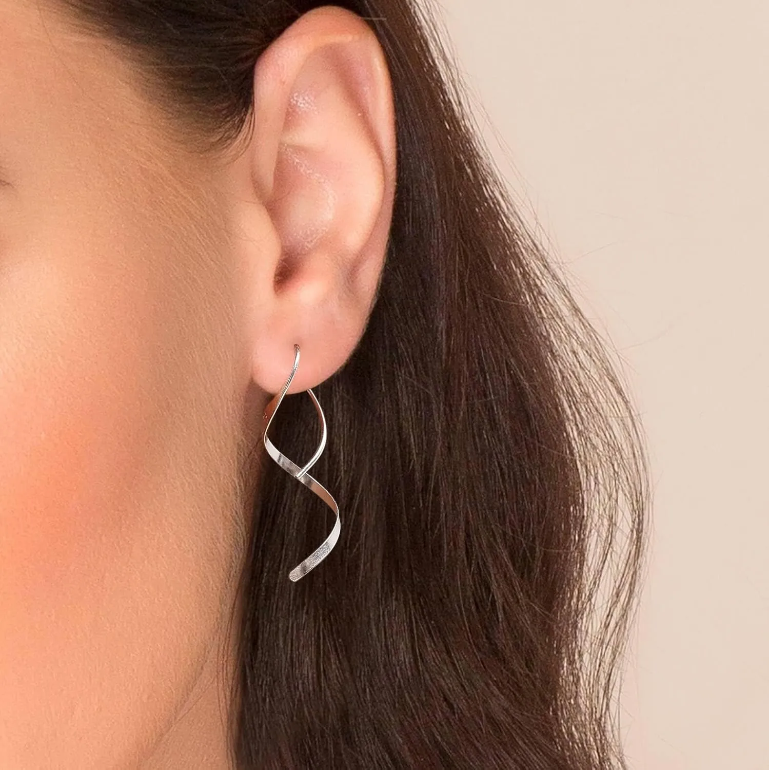 Real 925 Sterling Silver Spiral Threader Earrings Hypoallergenic Handmade Hoop Earrings, 18K Gold Twist Trendy Simple Earrings Unique Jewelry for Women, Minimalist Daily Wear to Boho Party