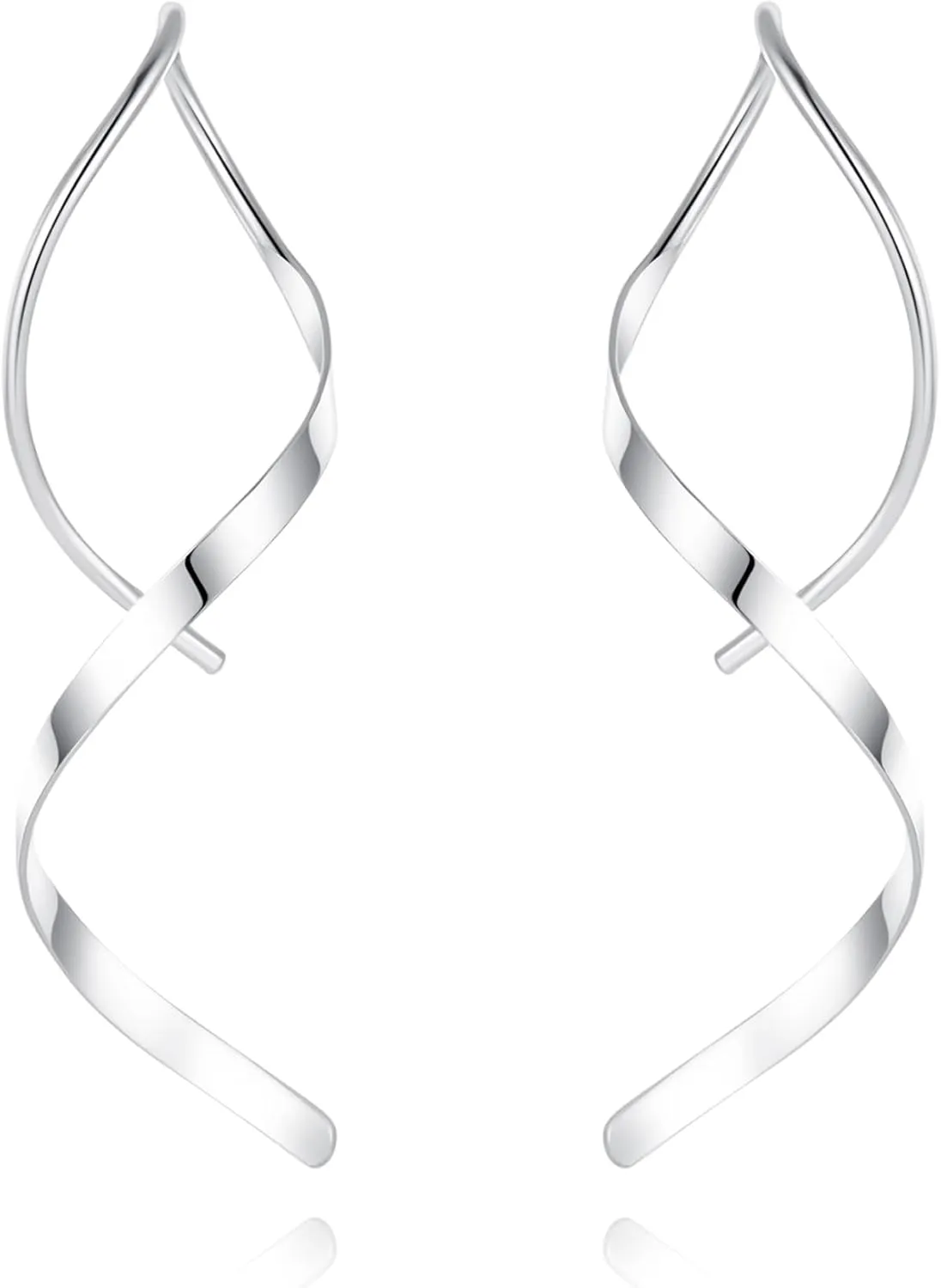 Real 925 Sterling Silver Spiral Threader Earrings Hypoallergenic Handmade Hoop Earrings, 18K Gold Twist Trendy Simple Earrings Unique Jewelry for Women, Minimalist Daily Wear to Boho Party