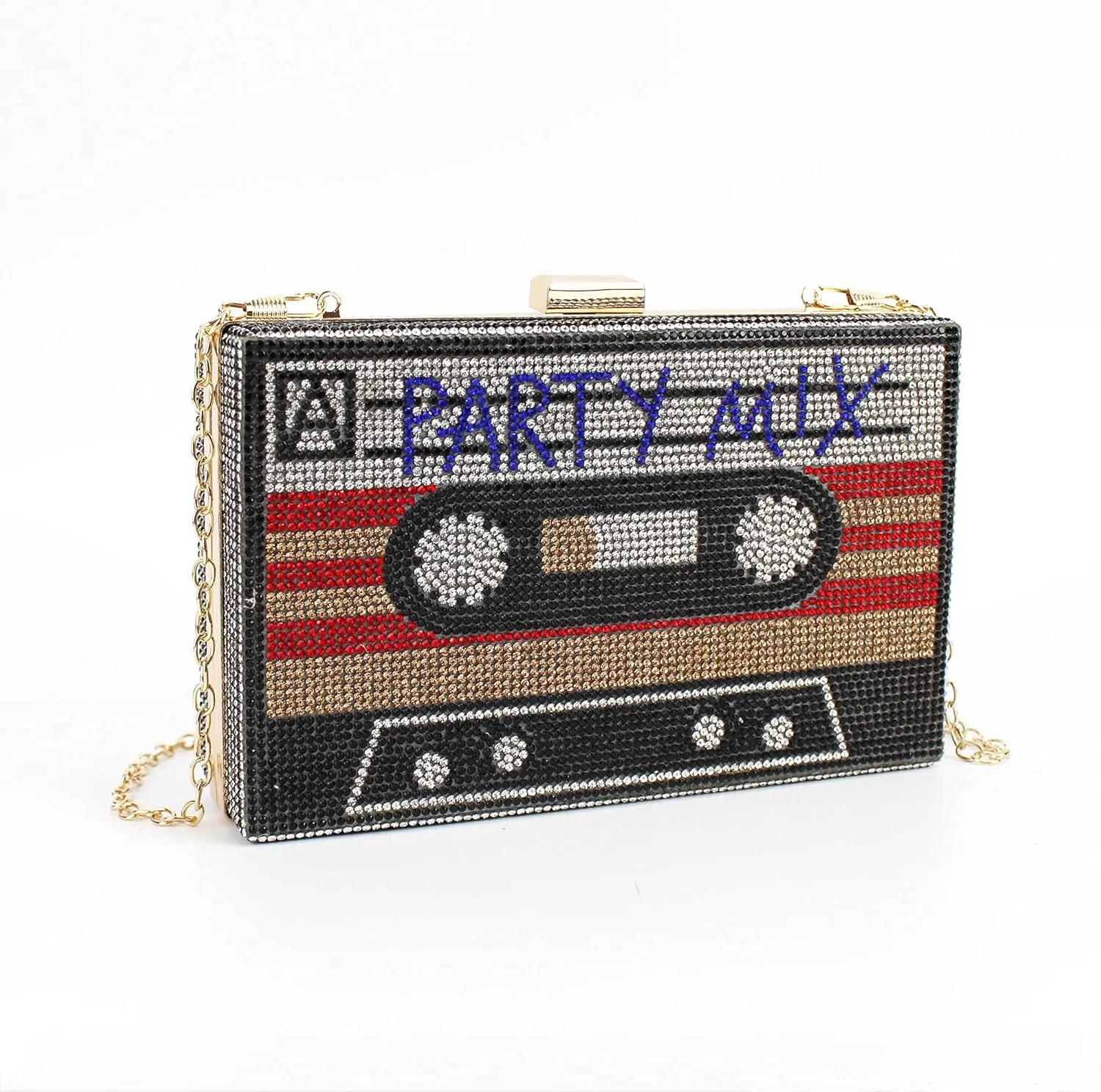 Reberomantic Women Retro Radio Shape Crossbody Bag PU Leather Metal Vintage Evening Clutch Purses