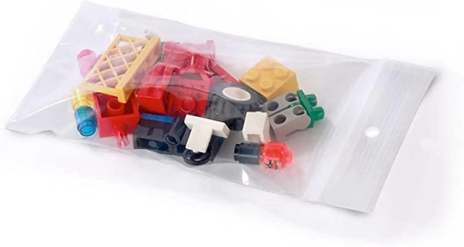 Reclosable Hang Hole Zip Poly Bags, 2Mil 3" X 6" & 1000 Bags | LDPE Material, Clear Plastic with Resealable Lock Seal Zipper | Resealable Zip Top Lock For Travel, Storage, Packaging & Shipping