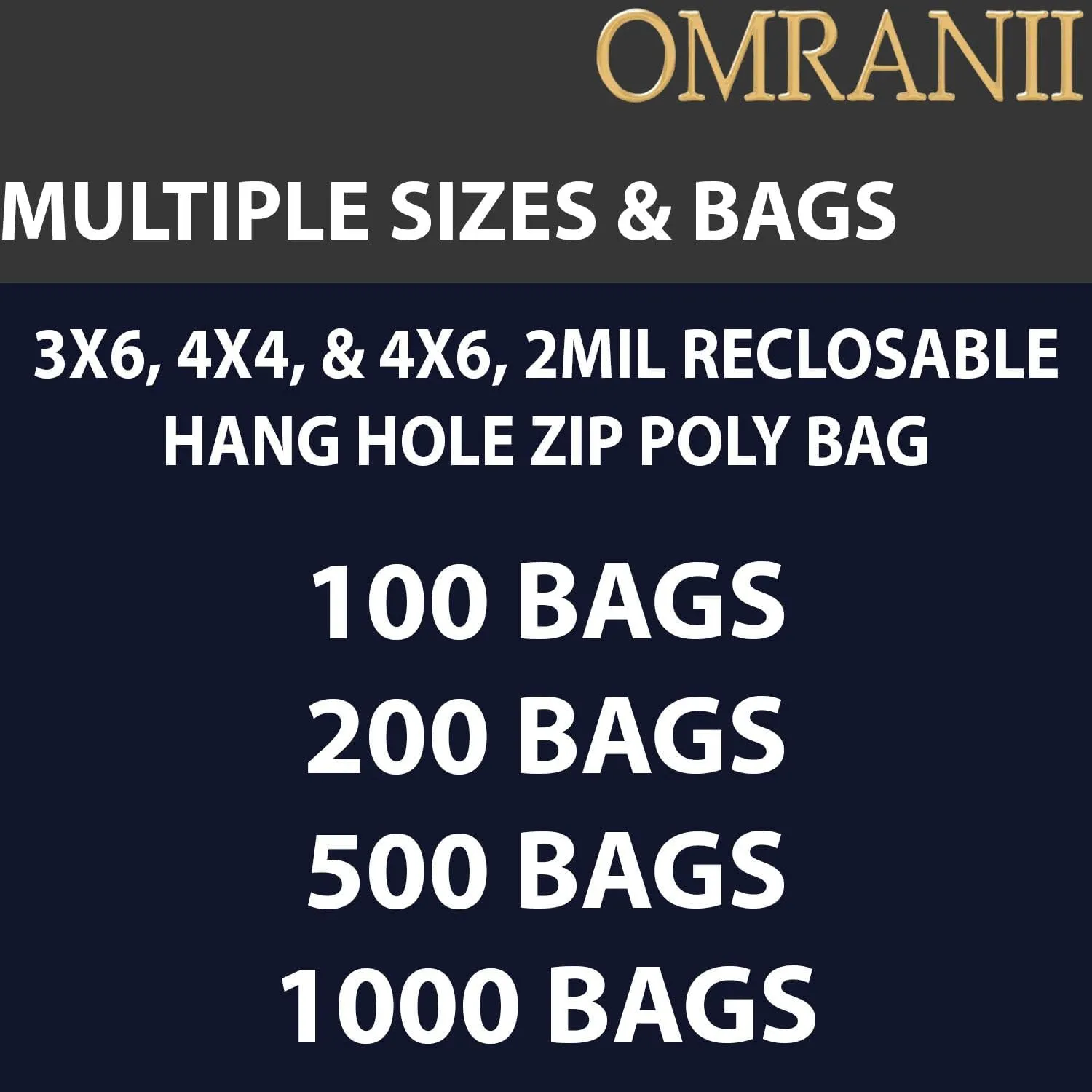 Reclosable Hang Hole Zip Poly Bags, 2Mil 3" X 6" & 1000 Bags | LDPE Material, Clear Plastic with Resealable Lock Seal Zipper | Resealable Zip Top Lock For Travel, Storage, Packaging & Shipping