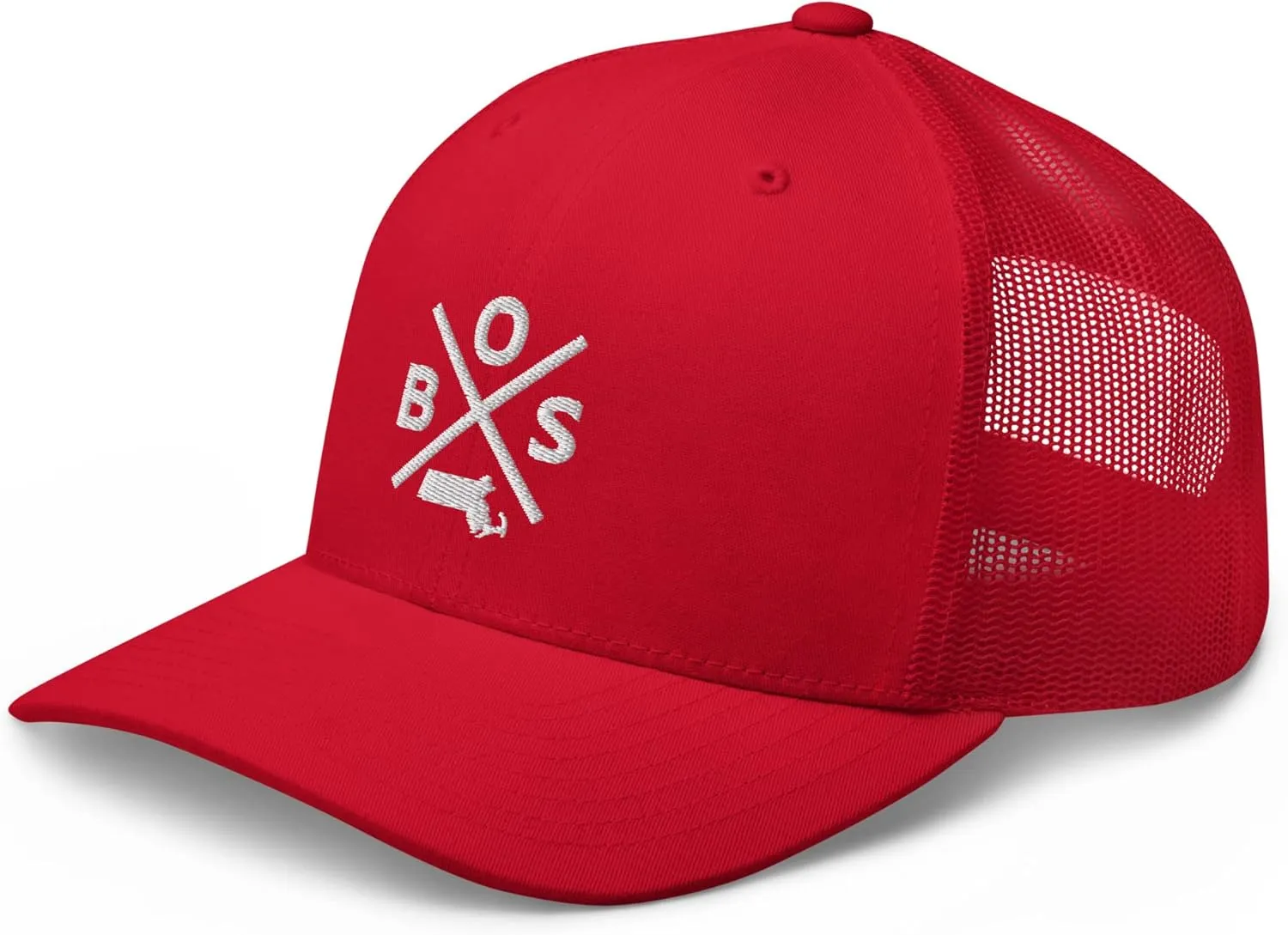Retro Boston Trucker Hat Mesh BOS Cross Trucker Cap