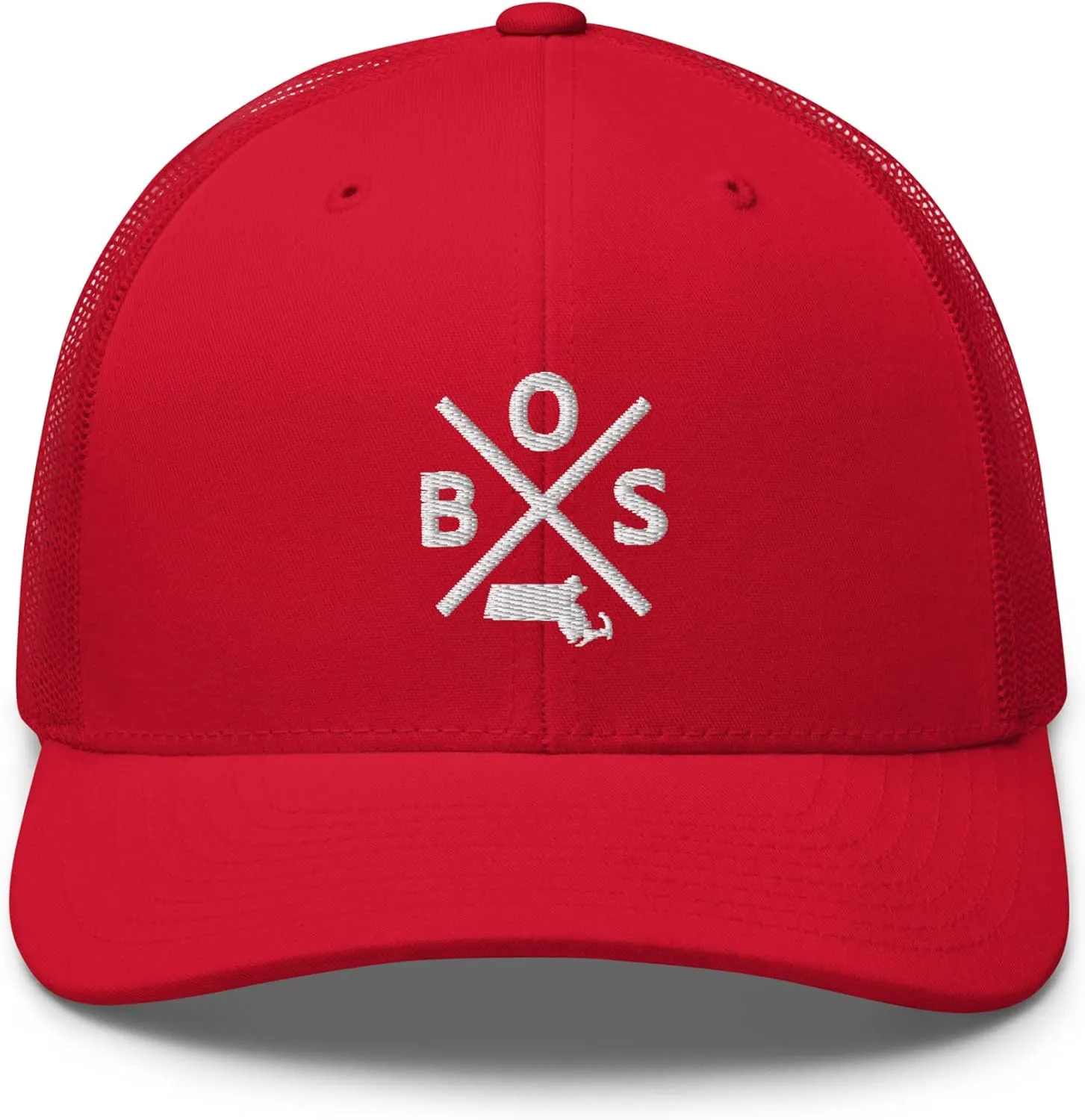 Retro Boston Trucker Hat Mesh BOS Cross Trucker Cap