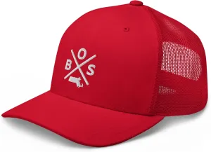 Retro Boston Trucker Hat Mesh BOS Cross Trucker Cap