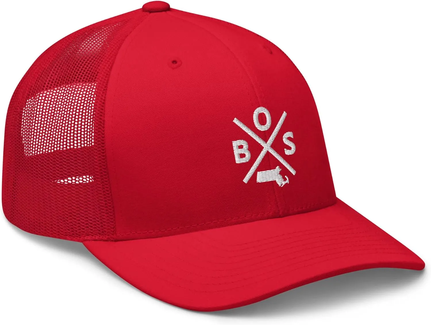 Retro Boston Trucker Hat Mesh BOS Cross Trucker Cap