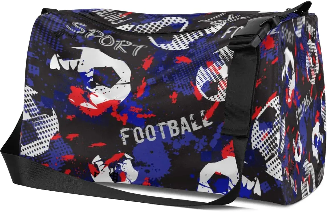 Retro Soccer Sport Small Gym Bag for Men Women Workout Sport Duffle Bag Waterproof Weekender Overnight Bag Lightweight Carry on Tote Bag Crossbody Shoulder Travel Bag for Swim Yoge Dance