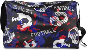 Retro Soccer Sport Small Gym Bag for Men Women Workout Sport Duffle Bag Waterproof Weekender Overnight Bag Lightweight Carry on Tote Bag Crossbody Shoulder Travel Bag for Swim Yoge Dance