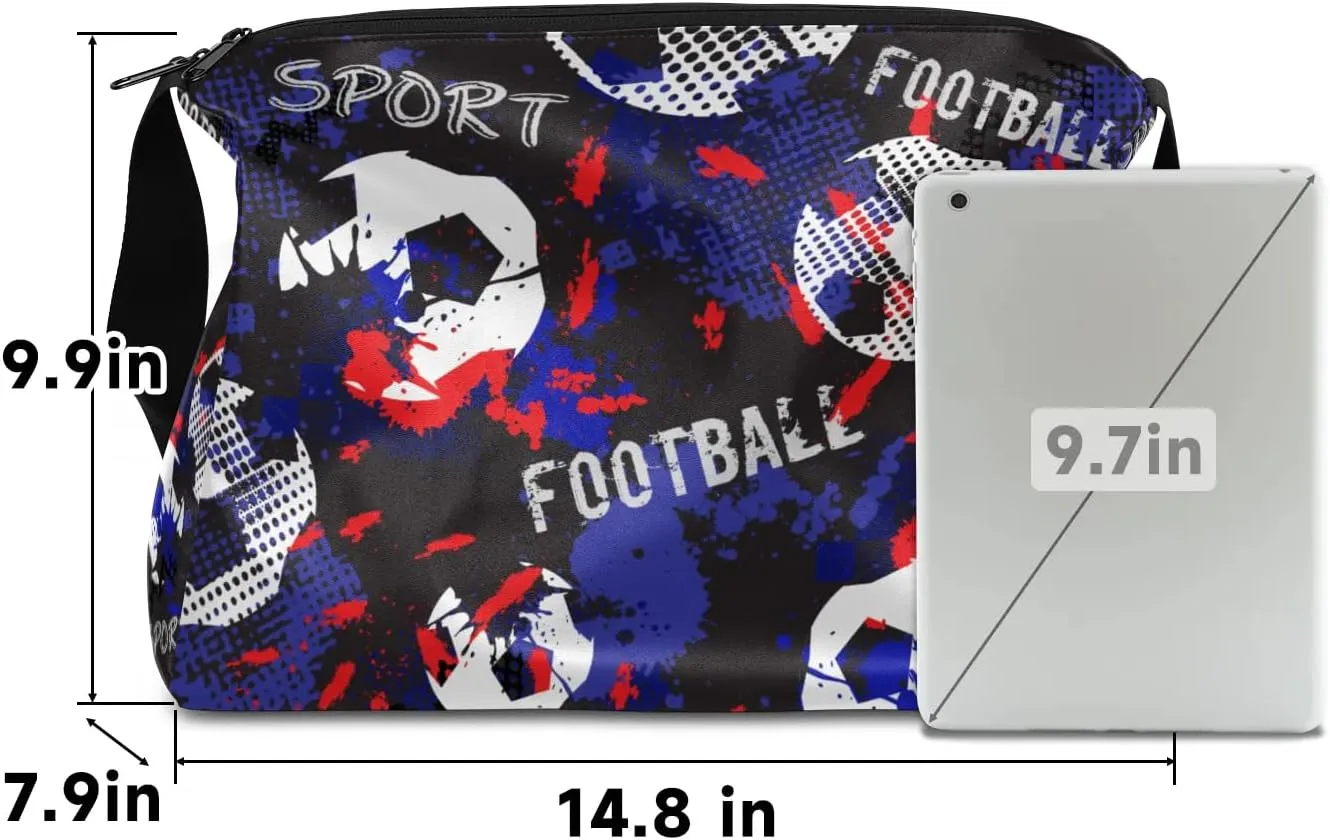 Retro Soccer Sport Small Gym Bag for Men Women Workout Sport Duffle Bag Waterproof Weekender Overnight Bag Lightweight Carry on Tote Bag Crossbody Shoulder Travel Bag for Swim Yoge Dance