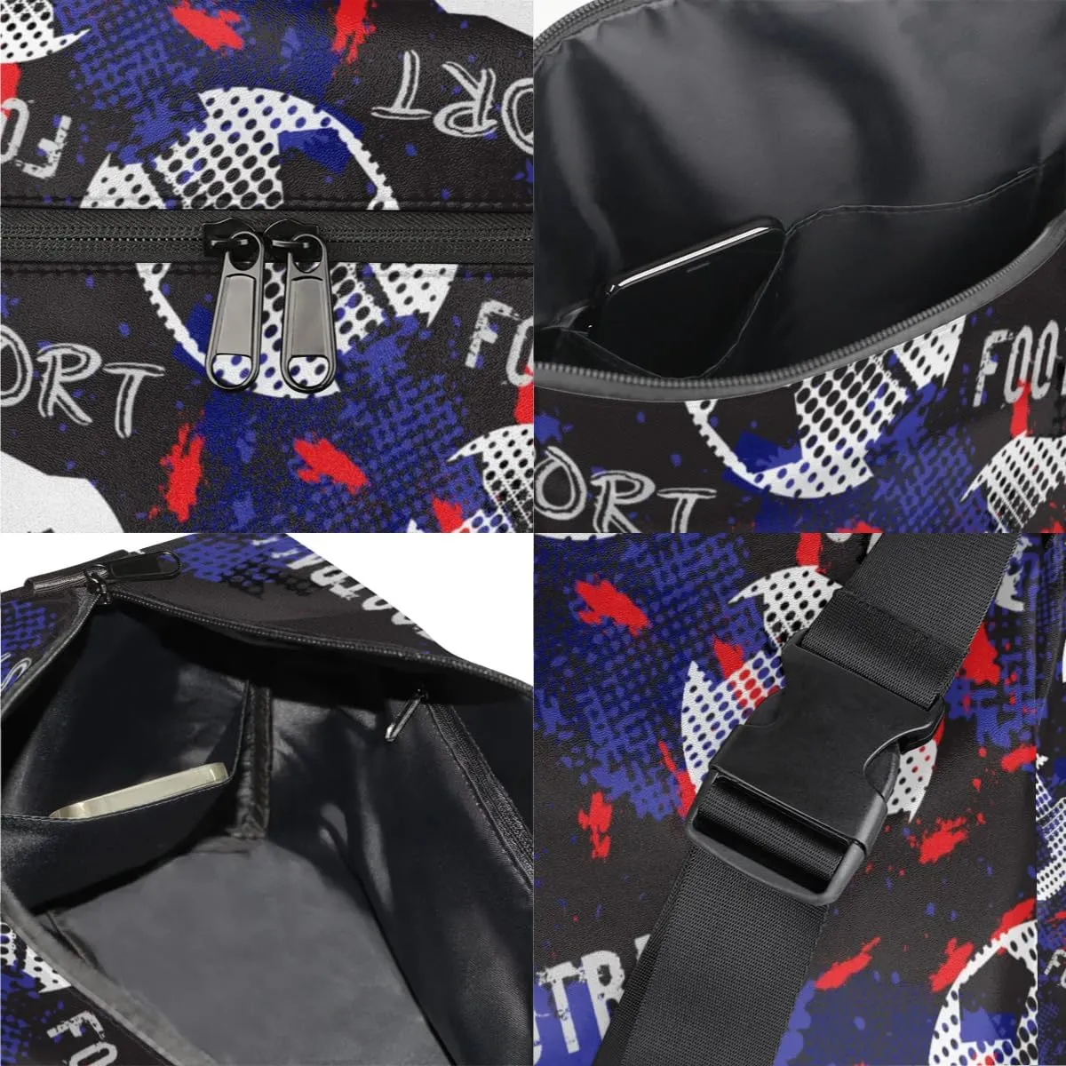 Retro Soccer Sport Small Gym Bag for Men Women Workout Sport Duffle Bag Waterproof Weekender Overnight Bag Lightweight Carry on Tote Bag Crossbody Shoulder Travel Bag for Swim Yoge Dance