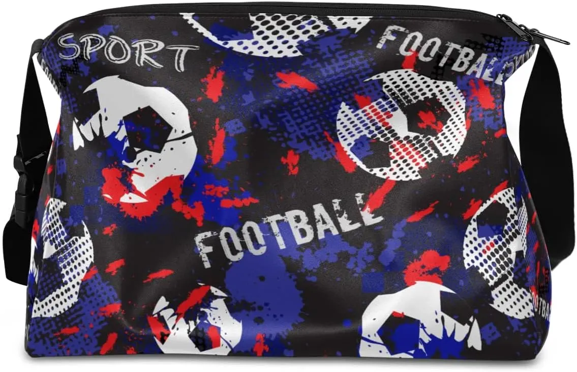 Retro Soccer Sport Small Gym Bag for Men Women Workout Sport Duffle Bag Waterproof Weekender Overnight Bag Lightweight Carry on Tote Bag Crossbody Shoulder Travel Bag for Swim Yoge Dance