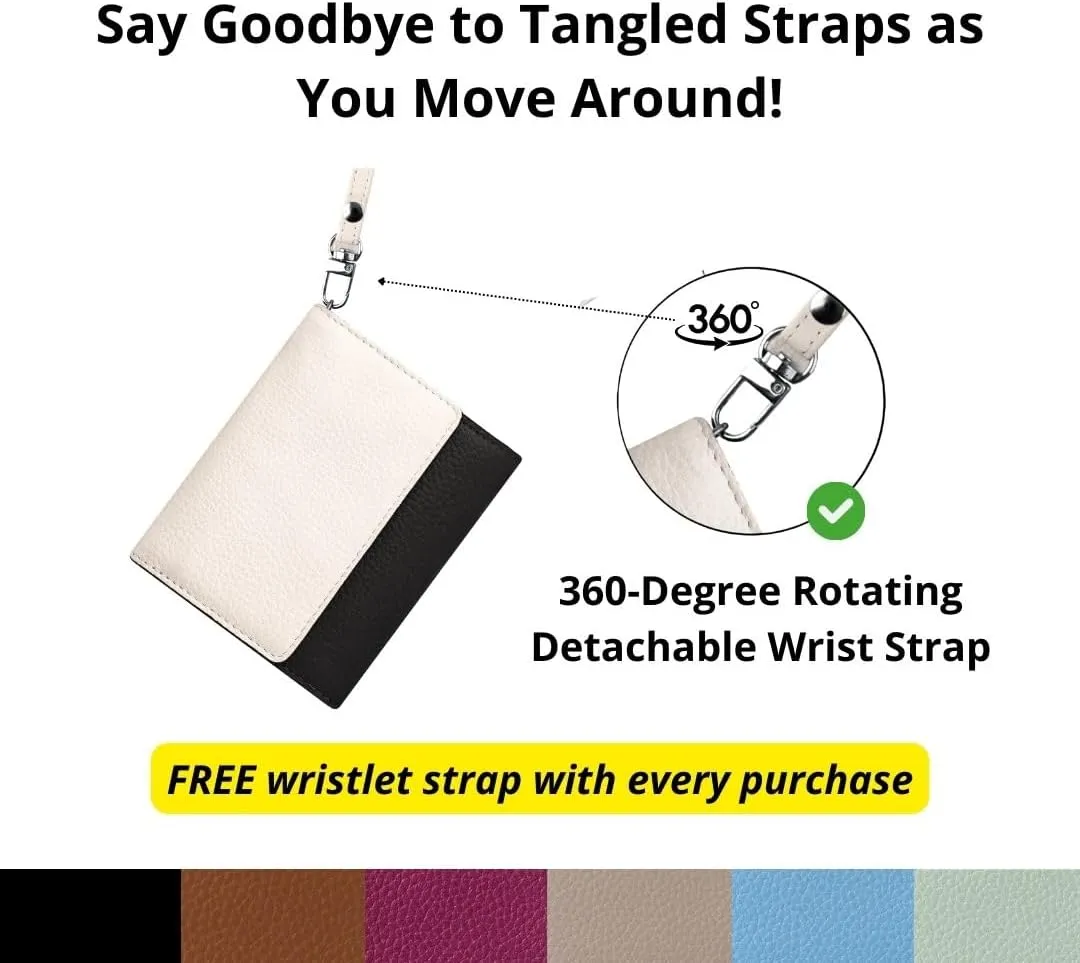 RFID-Blocking Women's Real Leather Wallet with Large Capacity and Wristlet - Small, Secure, and Chic - Conveniently Holds Cards, Cash, and Coins (Black - RFID Protected with Wristlet)