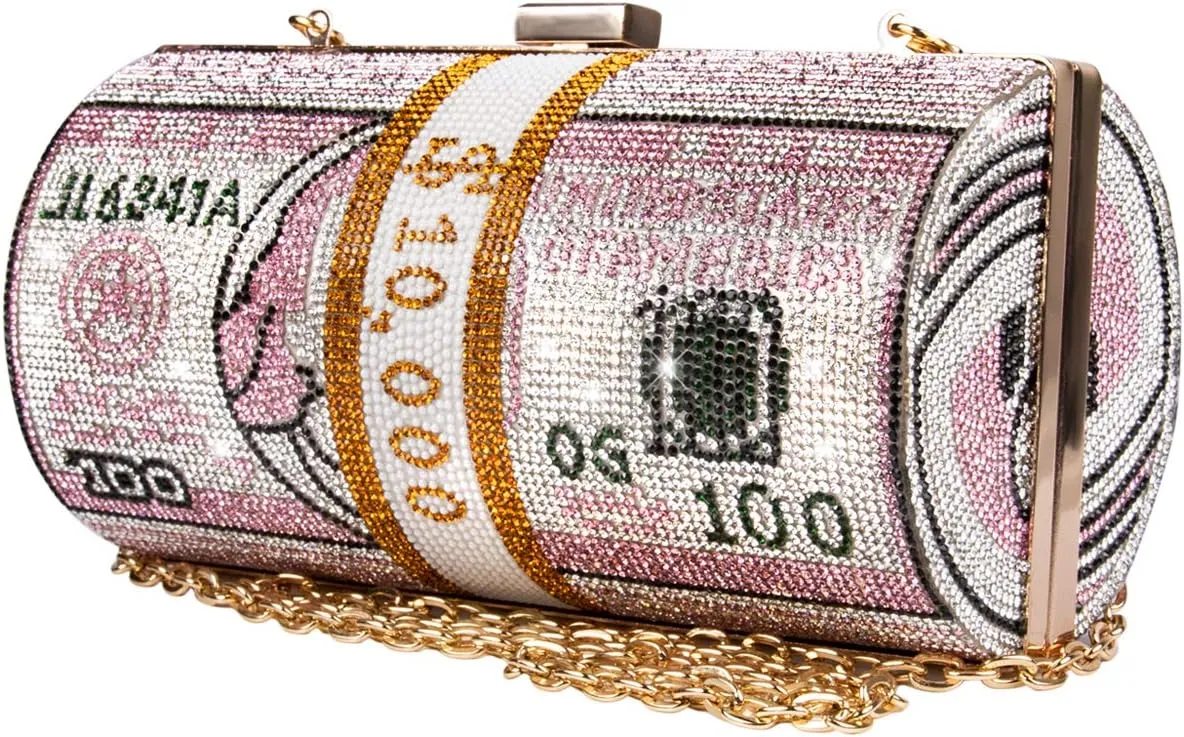 Rhinestone Clutch Purses for Women,Realistic Money Bag Purses for Party Diamond Novelty Purse Evening Handbag