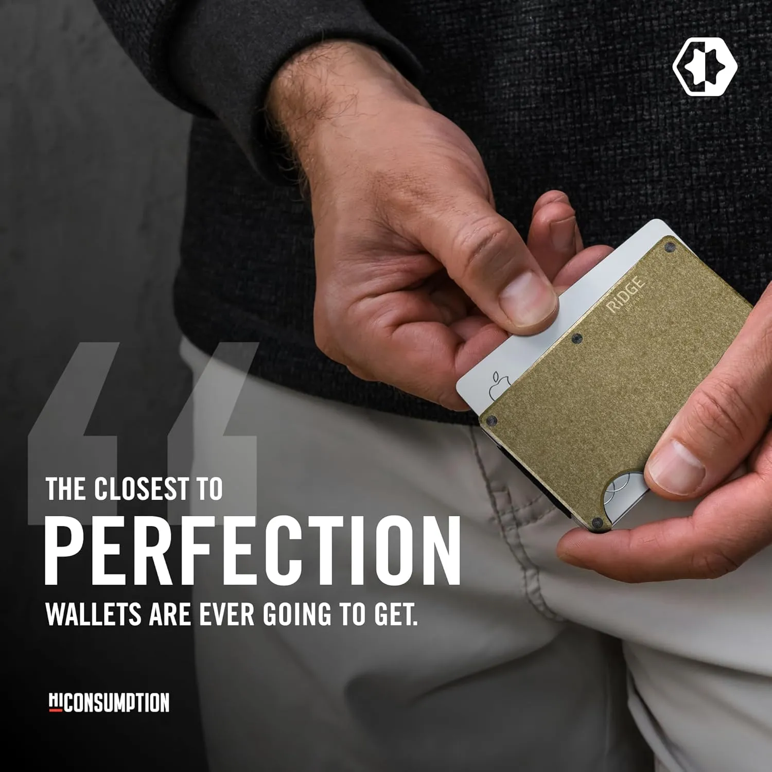 Ridge For Men - Slim Minimalist Front Pocket RFID Card Holder Wallet (Brass)