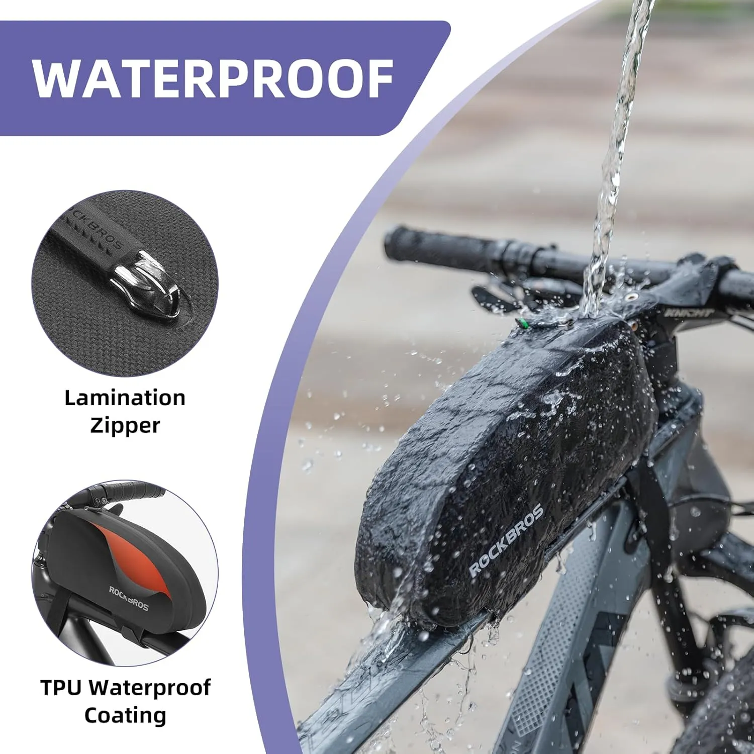 ROCKBROS Bike Top Tube Bag Bicycle Front Frame Bag Waterproof Bike Pouch Pack Bike Phone Bag Cycling Accessories Pouch for Mountain Road Bike Large Upgrade