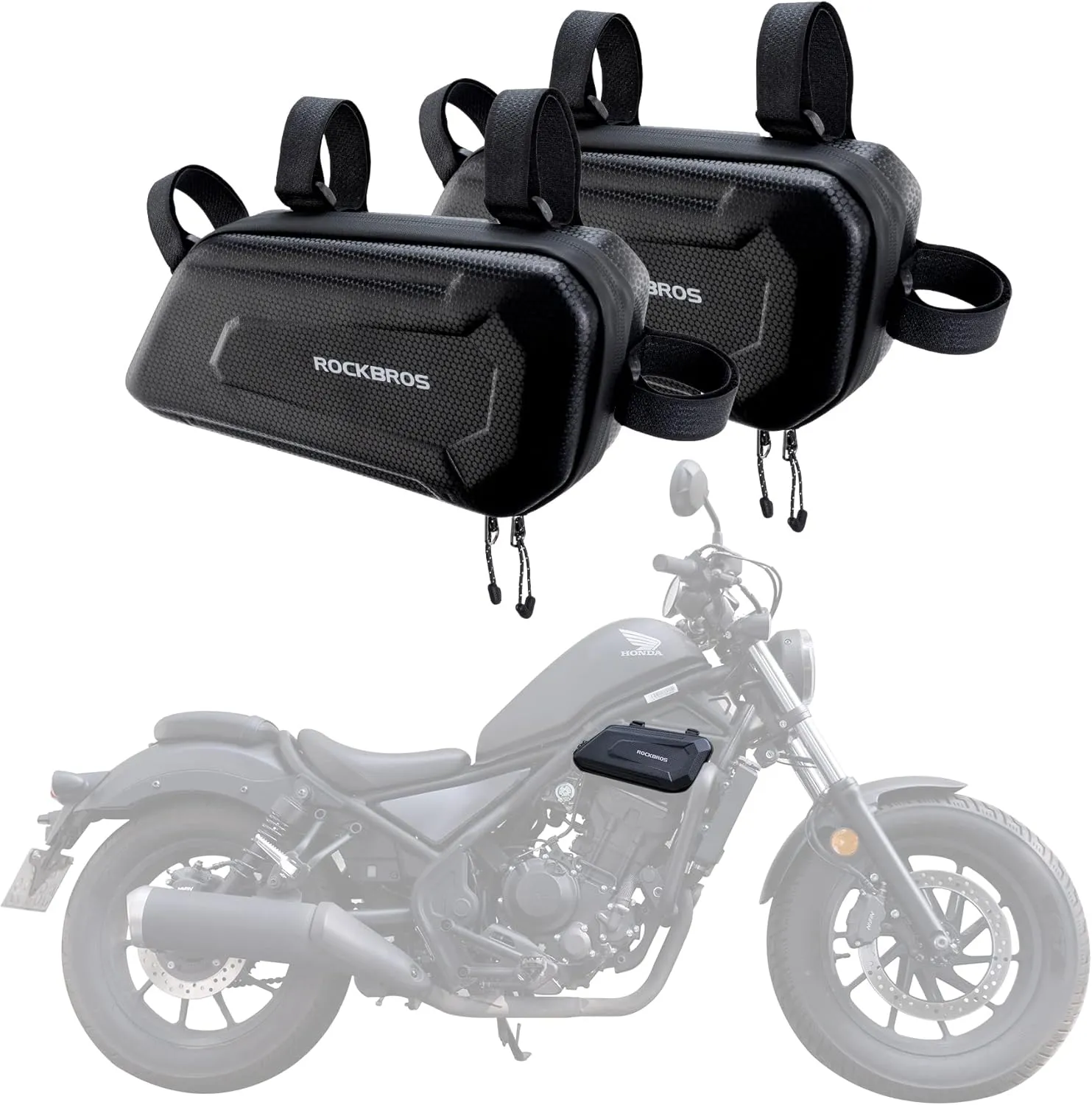 ROCKBROS Triangle Side Bag - EVA Hard Shell Motorcycle Storage Bags, Water-resistant Tail Bag 2Pcs
