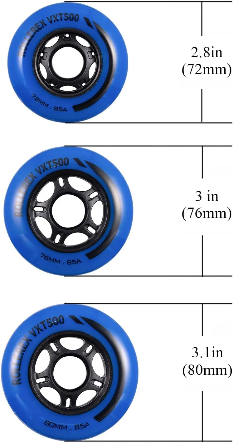 Rollerex VXT500 RipStik Wheels (Color Options Available) (2-Pack) - Use on Inline Skates, Roller Blades, RipStiks, RipStick Caster Boards, Luggage, Baggage or Wheelchairs (Deep Sea Blue) (80mm)
