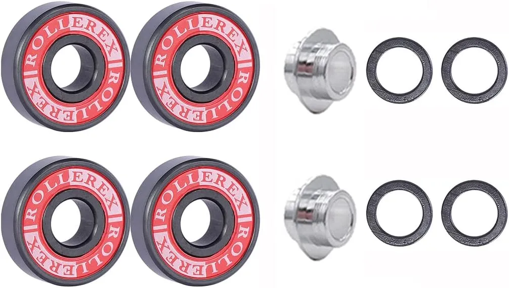 Rollerex VXT500 RipStik/Inline Skate Wheels (2-pack w/bearings, spacers and washers) (Use on Hockey Roller Blades) - Can Be Used As RipStik Caster Board Wheel Replacements