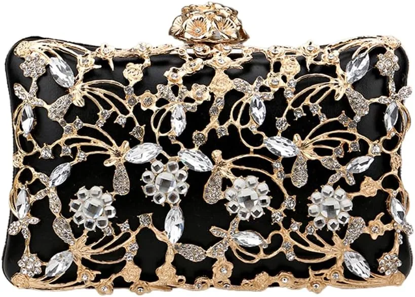 RomanticDesign Women Trendy Evening Clutch Luxury Handbag with Rhinestone for Wedding Party Prom Banquet