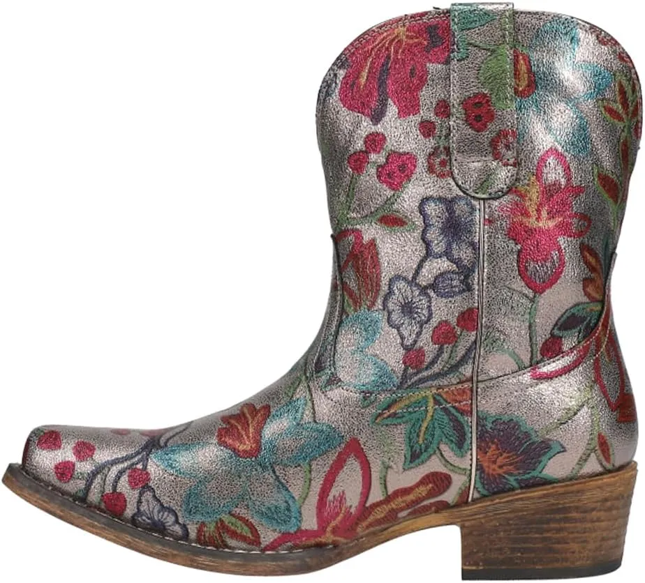 ROPER Womens Ingrid Floral Metallic Snip Toe Casual Boots Ankle Low Heel 1-2" - Multi
