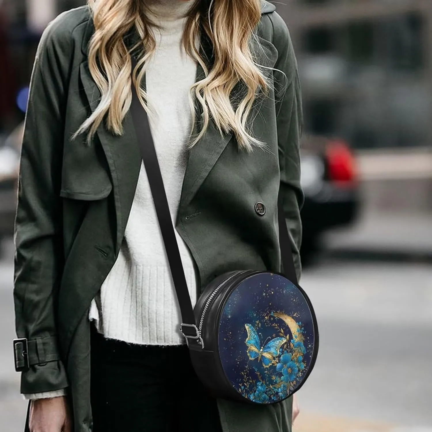 Round Crossbody Shoulder Bag Circle Purse Handbags for Women Teen Girls Small Fashion Clutch Purse Wallet