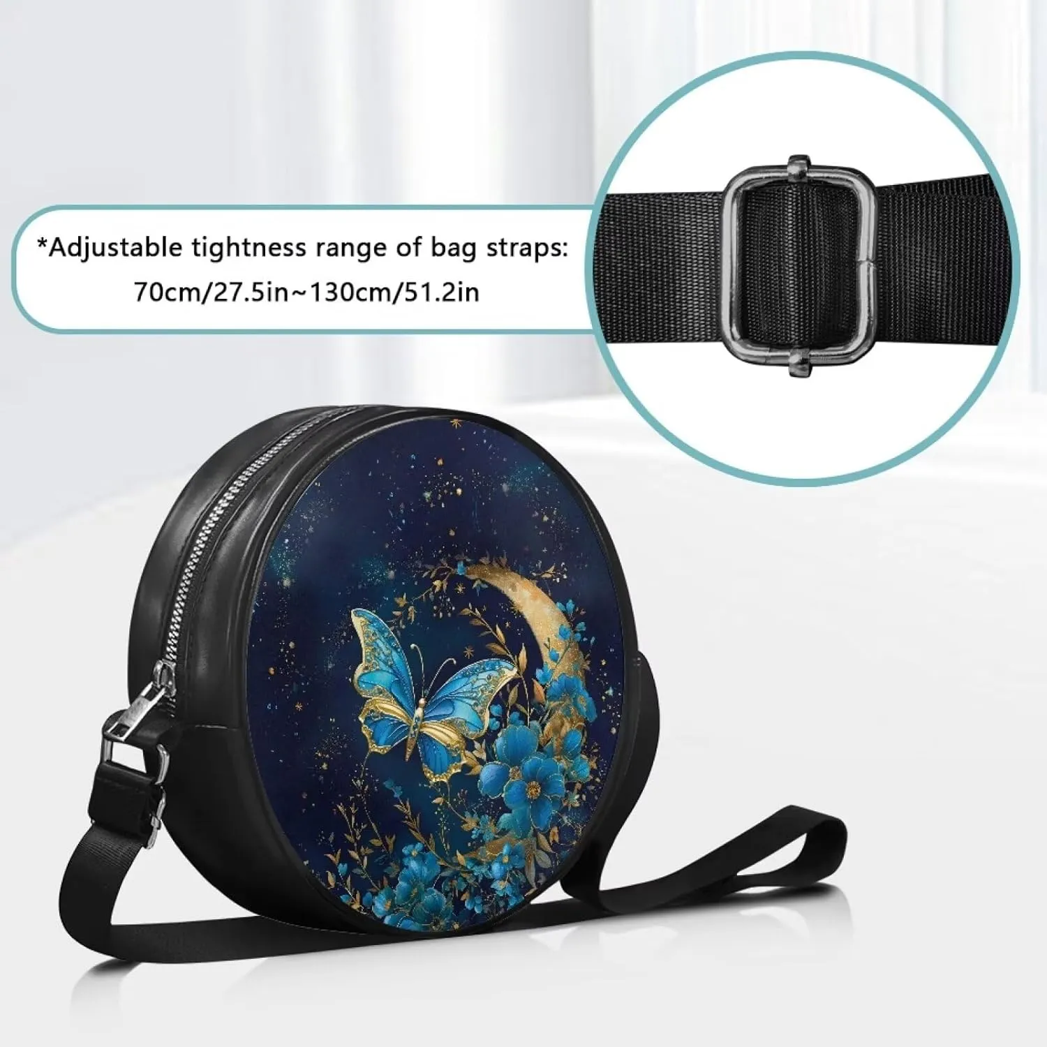 Round Crossbody Shoulder Bag Circle Purse Handbags for Women Teen Girls Small Fashion Clutch Purse Wallet