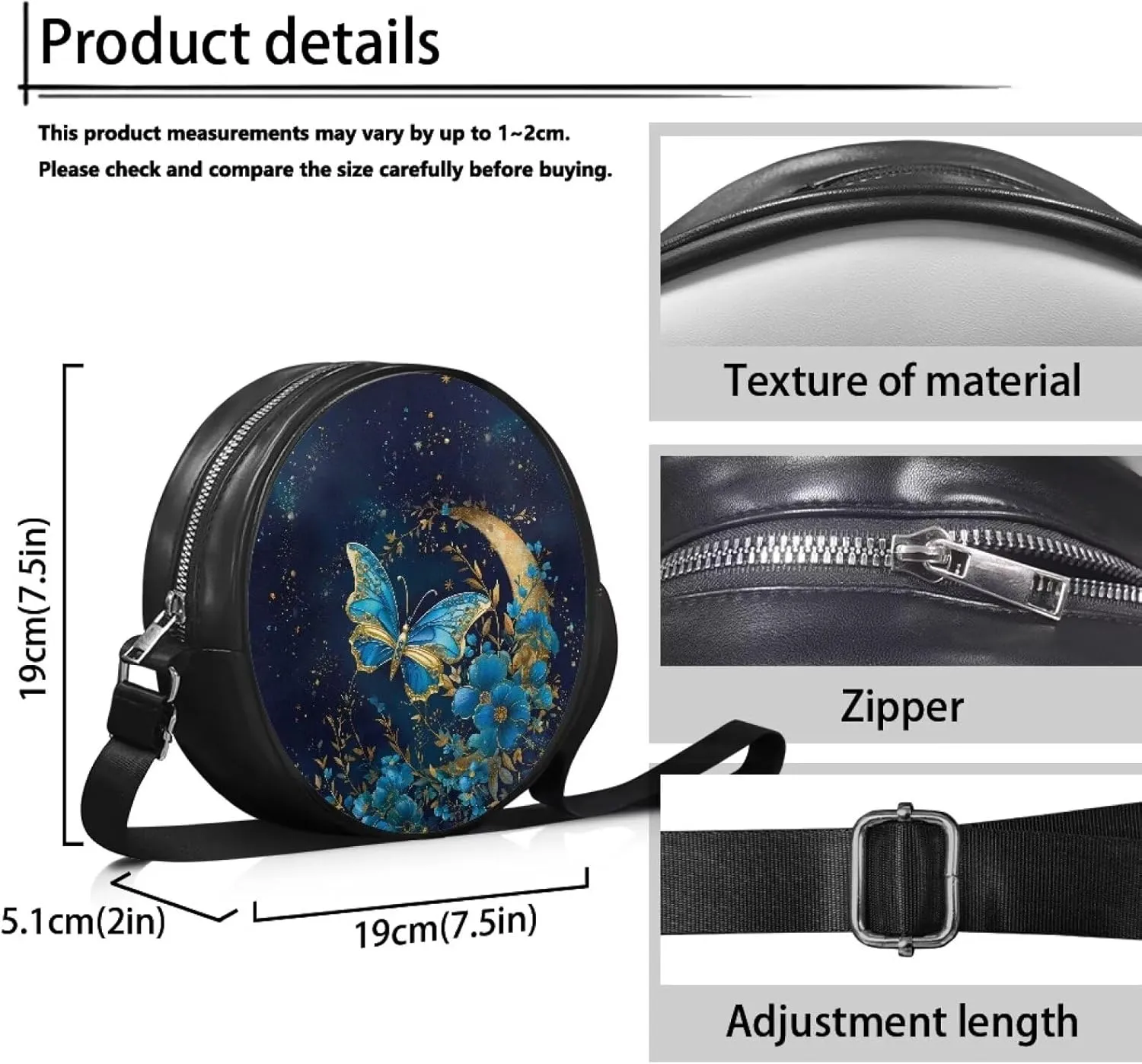 Round Crossbody Shoulder Bag Circle Purse Handbags for Women Teen Girls Small Fashion Clutch Purse Wallet