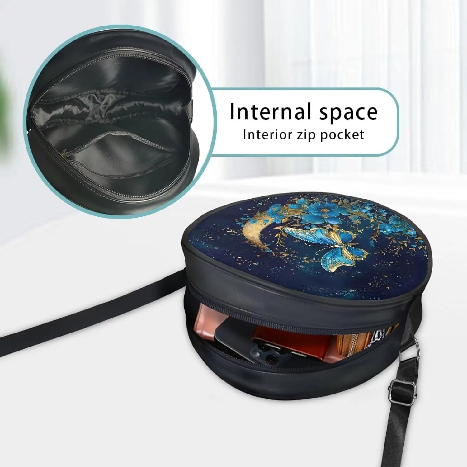 Round Crossbody Shoulder Bag Circle Purse Handbags for Women Teen Girls Small Fashion Clutch Purse Wallet
