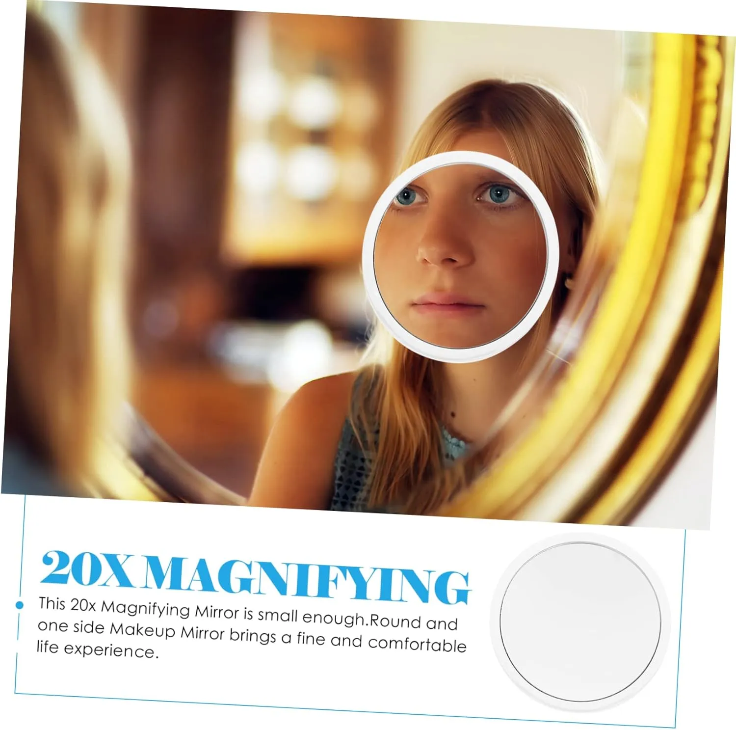 Round Magnifying Makeup Mirror with Suction Cups Portable High Definition Cosmetic Mirror for Home and Travel Lightweight Design for Handbag