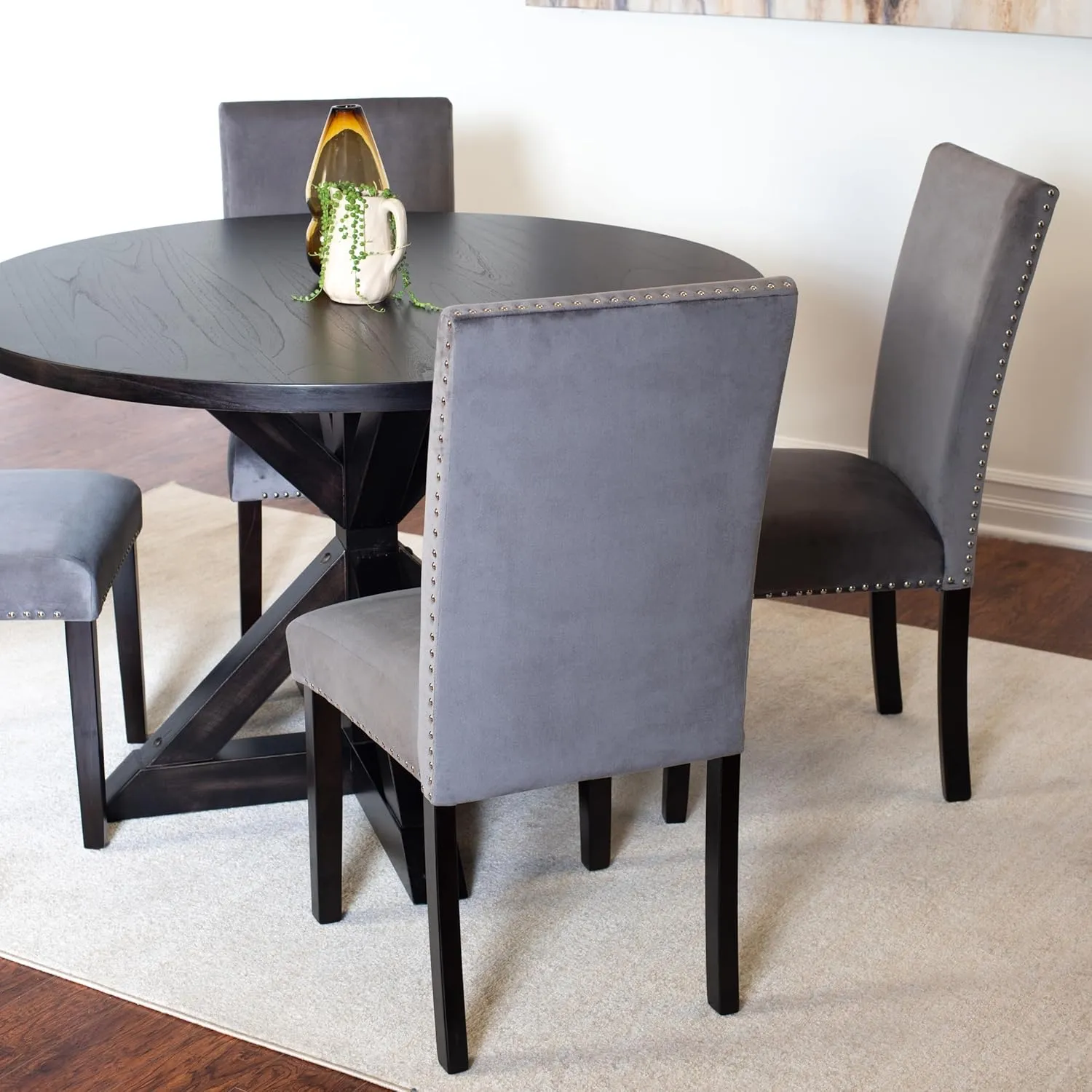 Roundhill Furniture Enbridge 5-Piece Dining Set, Gray