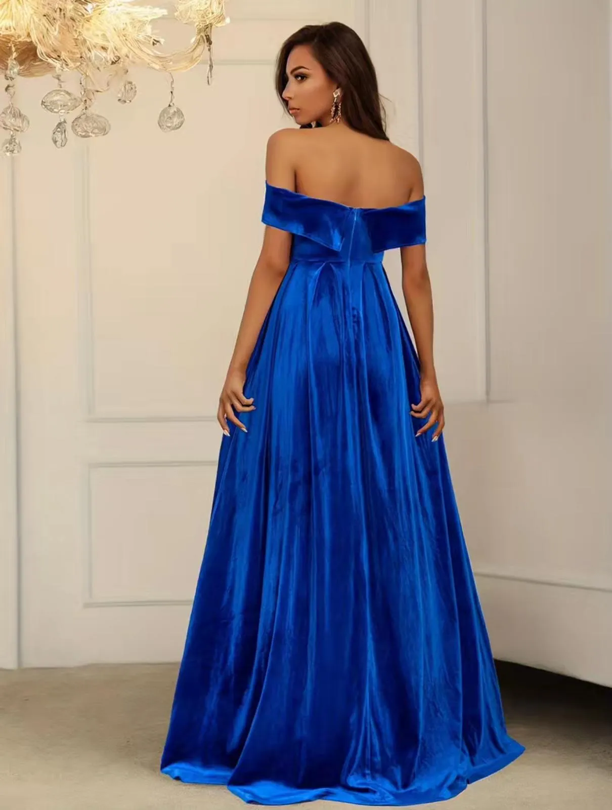 Royal Blue Off Shoulder Maxi Dress