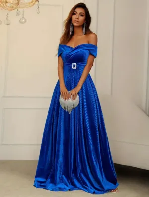 Royal Blue Off Shoulder Maxi Dress