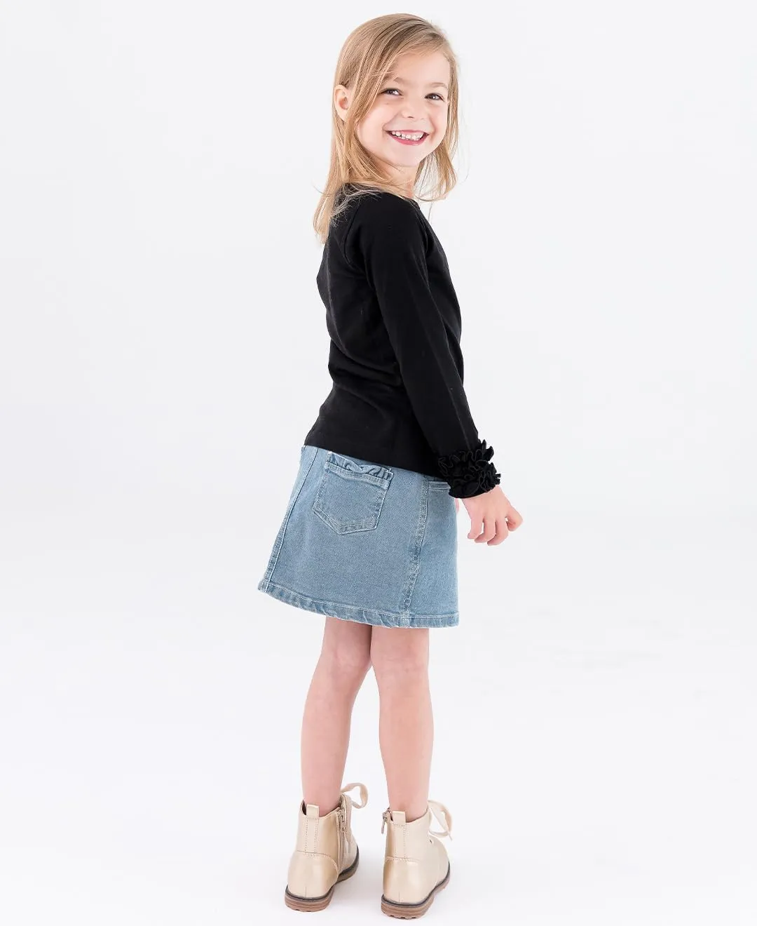 RuffleButts Baby/Toddler Girls Stretch Denim Jean Skirt