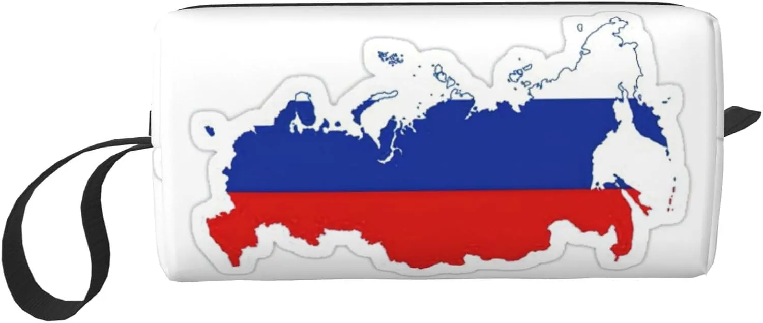 Russian Flag Map print Large Capacity Travel Makeup Case Organizer Makeup Bag Portable Cosmetic Bag For Women
