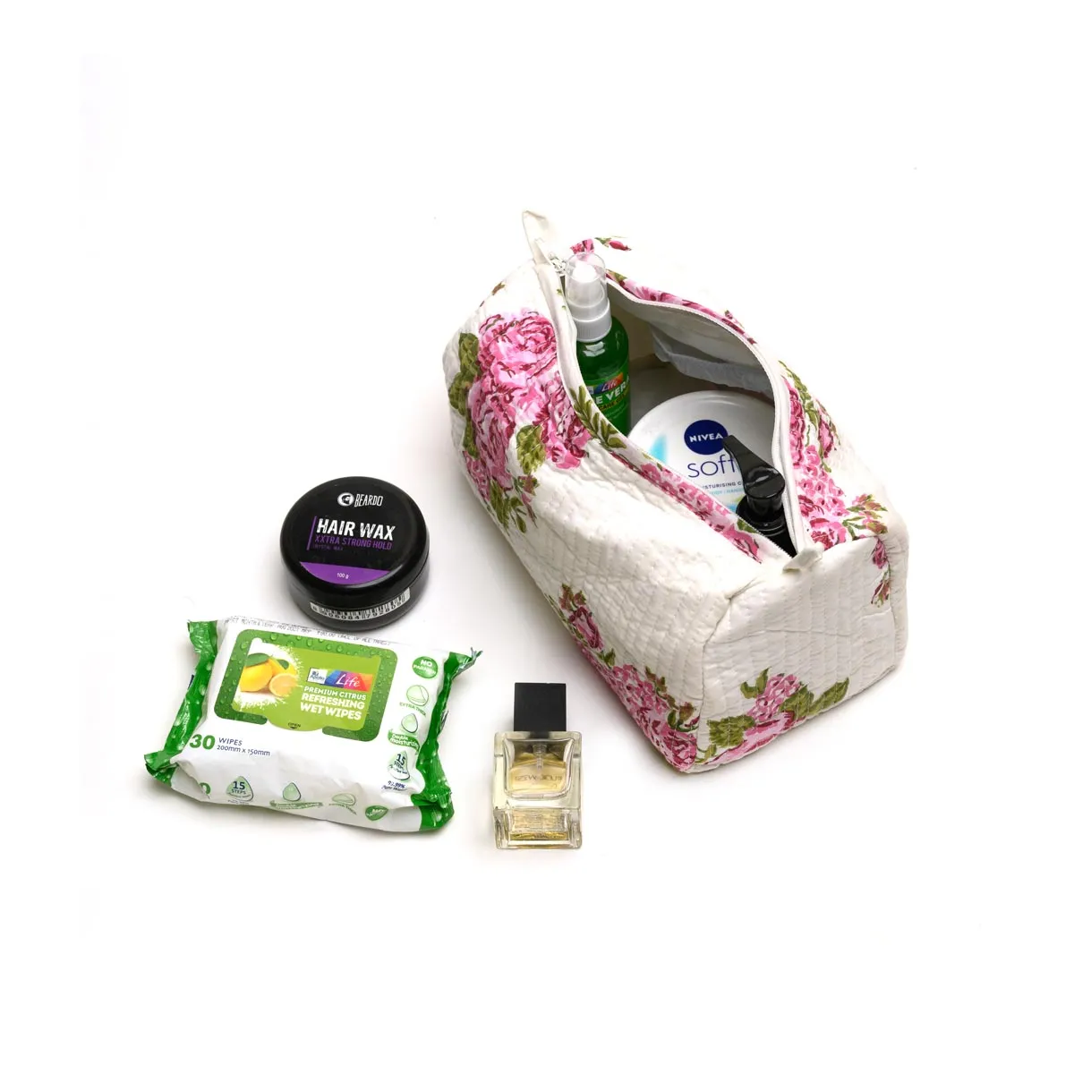 RUSSINE ROSE BOUQUET QUILTED TOILETRY POUCH
