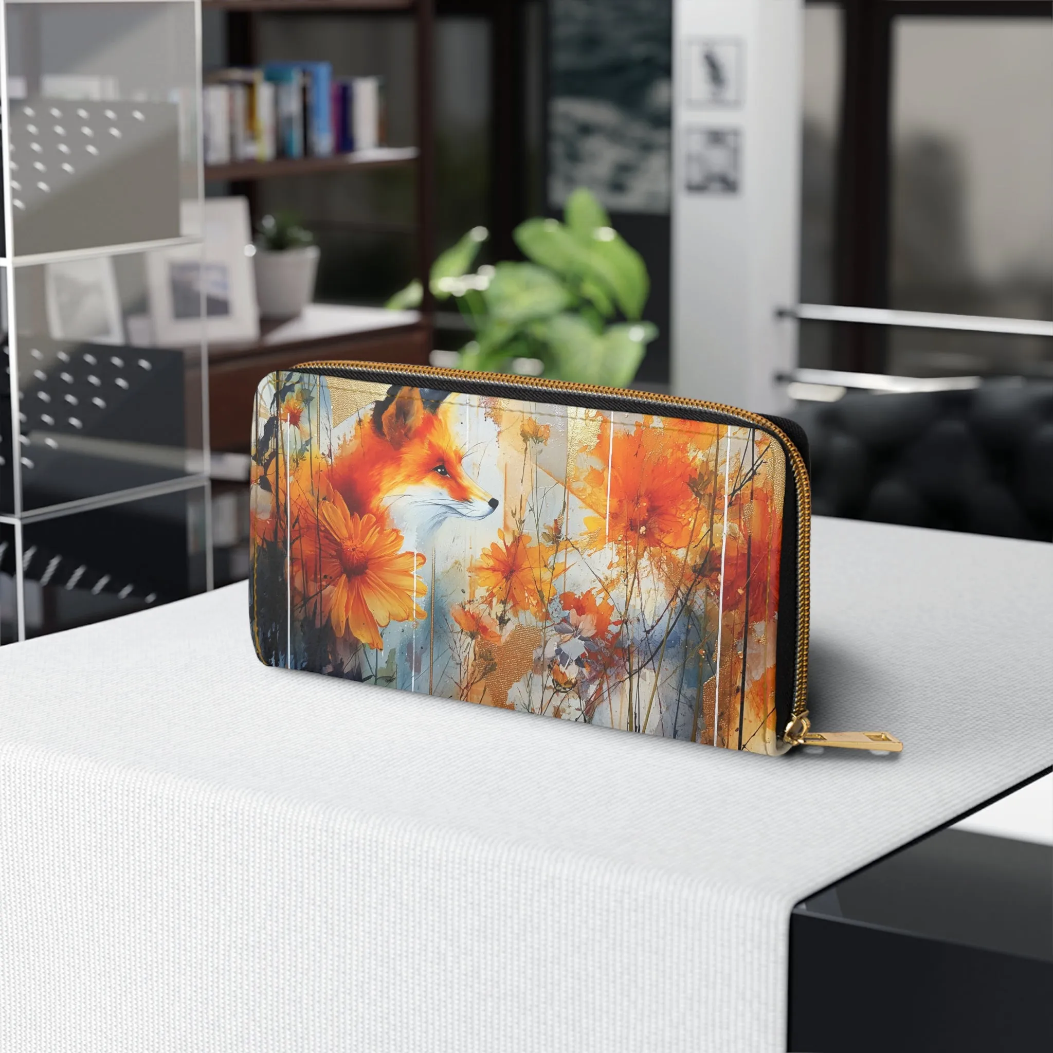 Rustic Fox Floral Cell Phone Clutch Wallet - Stylish and Functional Accessory