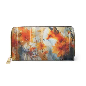 Rustic Fox Floral Cell Phone Clutch Wallet - Stylish and Functional Accessory
