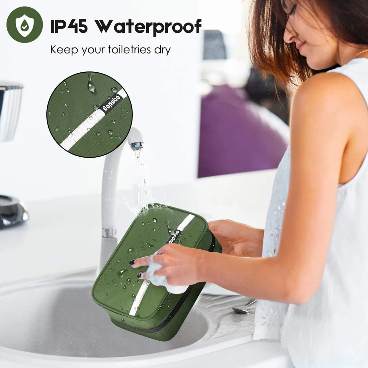 Rynx | Dopobo Travel Toilet Bag Portable Hanging Water-Repellent Wash Bag for Travel, Business Trip, Camping