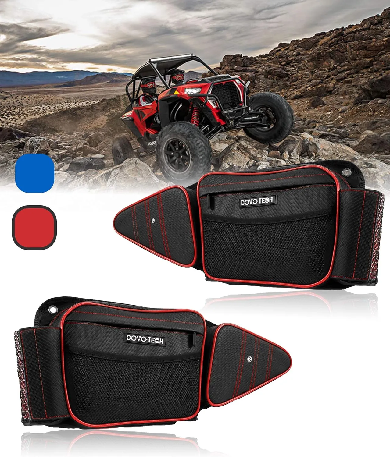 RZR Door Storage Bags for Front Left and Right Side Door- Water Repellent Zipper Design Compatible with 2014-2023 Polaris XP 1000 Turbo 900XC S900
