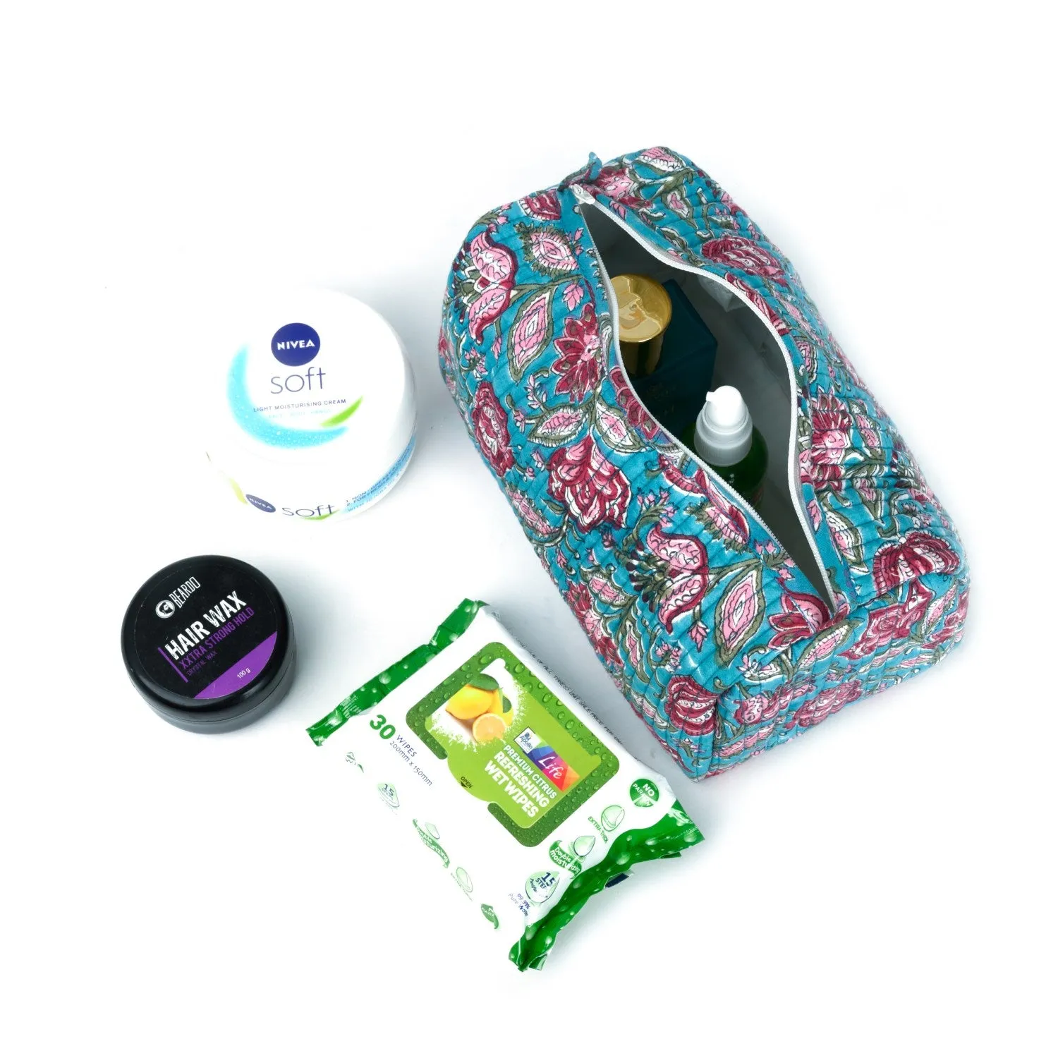SADABHAR JAAL QUILTED TOILETRY POUCH