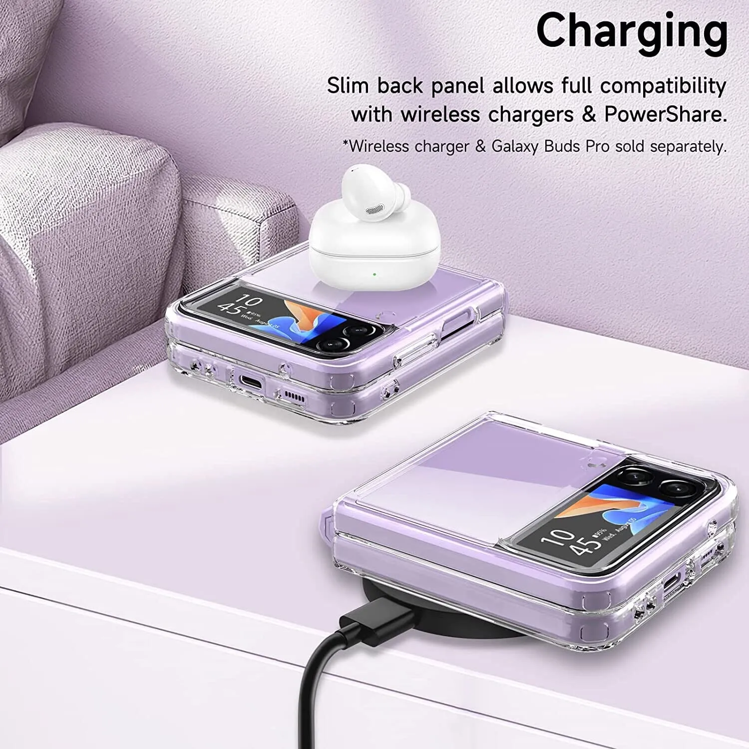 Samsung Galaxy Z Flip 4 Case Clear Slim Shockproof Hard Cover